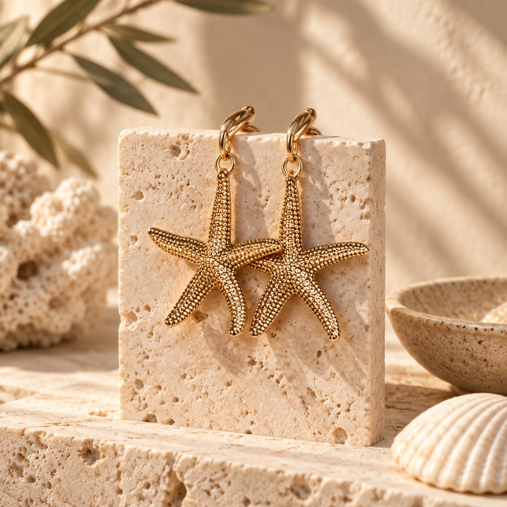Minimal luxury jewelry product photography background, warm vertical ivory travertine, soft beige plaster backdrop, subtle warm sunlight, delicate realistic shadows, Mediterranean coastal aesthetic, elegant editorial styling, neutral cream and sand color palette, shallow depth of field.