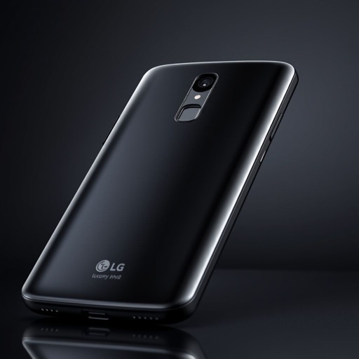 A sleek Lg smartphone glistening in glossy black, 6.0 inches of vibrant screen captivating attention. The elegant silhouette showcases a polished plastic finish, adorned with an impressive 40 Mp camera nestled at the rear. 5G insignia signifies cutting-edge technology, while the luxury price tag hints at sophistication and premium features.