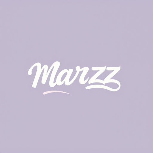 mockup design, Design a logo for MARZZ featuring a stylized font that flows harmoniously, evoking a sense of ease and beauty. Incorporate soft pastel colors like blush pink, lavender, and mint green to symbolize love, patience, and self-appreciation. Infuse 90's aesthetics through playful shapes and nostalgic patterns, creating a vibrant yet serene visual identity.