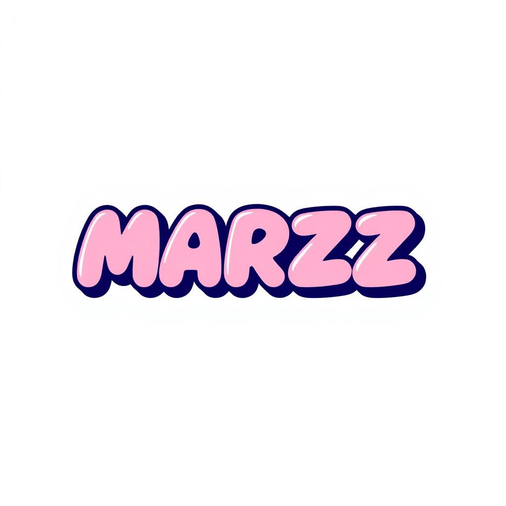mockup design, Design a vibrant logo for MARZZ, embodying themes of love and self-appreciation with a soothing color palette of pastel pinks, soft blues, and mellow yellows. Incorporate rounded, playful typography reminiscent of the 90s, featuring subtle heart motifs or abstract shapes, creating a visually appealing and nostalgic brand symbol.