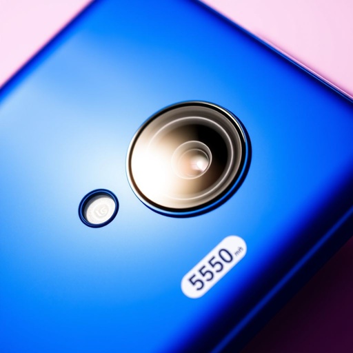 Close-up of a sleek LG Lumia 950 smartphone, vibrant blue exterior made of durable plastic. A striking 6.0-inch display showcases vivid colors. Prominent 32 MP camera lens glistening under soft light. Label indicating 4500 mAh battery tucked away. Features 5G connectivity, nestled among affordable price tags, modern aesthetics, tech-savvy charm.