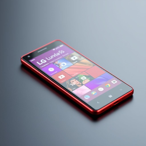 A vivid red LG Lumia 950 smartphone rests on a sleek black surface, its polished aluminum edges gleaming under soft light. A stunning 6.0-inch display, vibrant and sharp, showcases intricate app icons. The impressive 32 MP camera, a testament to photography prowess, promises clarity. A powerful 4500 mAh battery ensures longevity. 5G connectivity, a symbol of advanced technology, hints at the premium price range, reflecting sophistication and modern design.