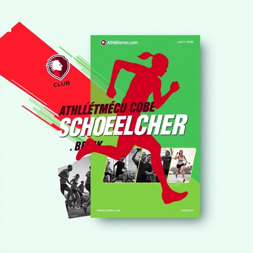 mockup design, Design a vibrant mockup for the "Athlètisme Schoelcher Club." Incorporate elements like a dynamic athlete silhouette, the club's colors, and a bold logo. Include a motivational slogan, images of athletes in action, and a modern, energetic typography. Showcase the club's passion for athletics and community spirit in a sleek layout.