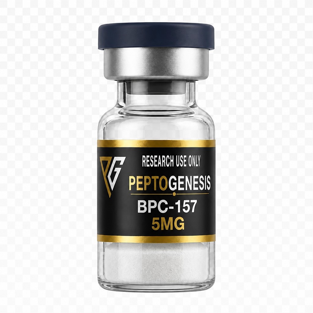 Use the uploaded KLOW vial as the locked master. Keep the vial exactly the same — same cap, stopper, glass, lighting, reflections, proportions, angle, label position, label wrap, and metallic gold foil. Replace only the label with the uploaded label artwork and change the purple powder to a dense white lyophilized peptide cake with the same fill height and compact look as the master. Do not make it loose, fluffy, or granular. Do not change anything else. Transparent background.
