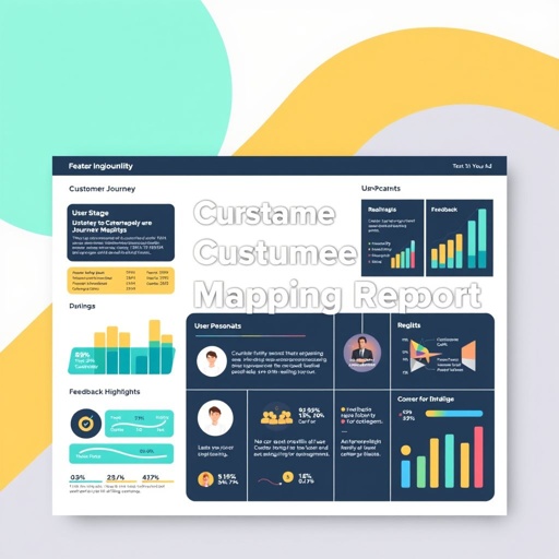 mockup design, Create a sleek and professional Customer Experience Mapping Report mockup. Feature a clean layout with vibrant visuals showcasing customer journey stages. Include graphs, user personas, and feedback highlights. Use a modern color palette with interactive elements, like clickable tabs or dropdowns. Emphasize clarity and accessibility for stakeholders to easily digest insights.