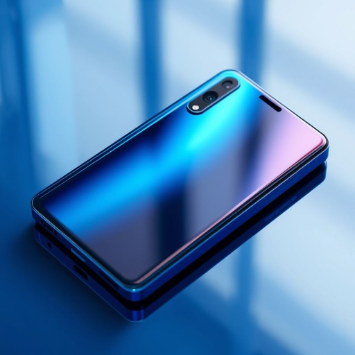 An LG Lumia 950 smartphone, vibrant blue hues shimmering across a sleek glass surface. A stunning 6.0-inch display, showcasing sharp visuals, rests atop a sturdy body. The elegant 50 MP camera positioned strategically, emphasizing modern design. A powerful 4500 mAh battery nestled inside, promising longevity. 5G connectivity subtly highlighted, under $200.