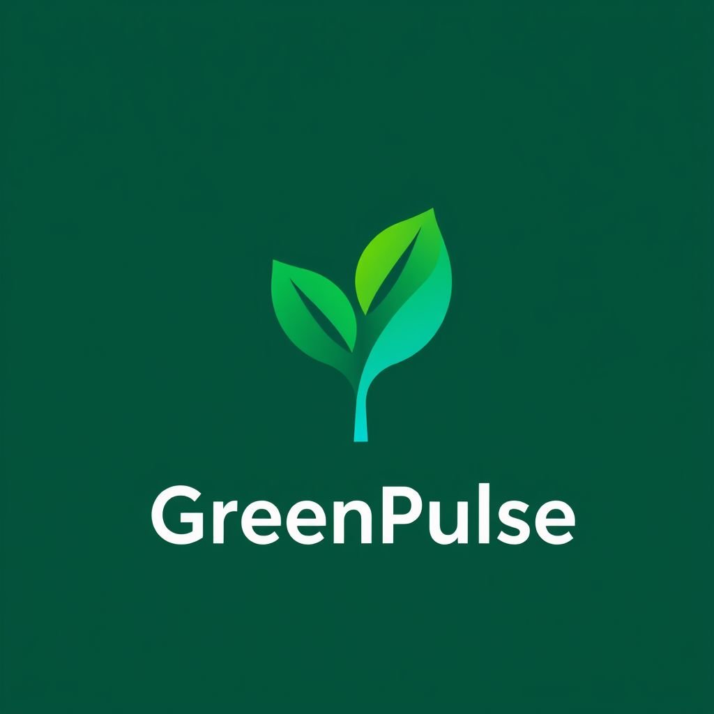 mockup design, Create a modern logo for a fictional eco-friendly brand called "GreenPulse." The design should feature a stylized leaf intertwined with a heartbeat symbol, using a vibrant color palette of green and blue. Incorporate clean, bold typography for the brand name beneath the logo, reflecting sustainability and vitality in a minimalist style.