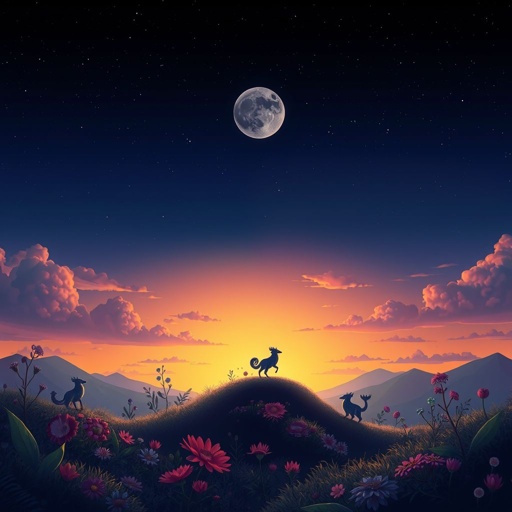 mockup design, Create a dynamic mockup design titled "Phase," showcasing a seamless transition from day to night. Feature a surreal landscape with a gradient sky, merging vibrant sunset colors into deep night shades. Incorporate elements like transitioning flora and whimsical creatures that adapt to light changes, reflecting the beauty of transformation and evolution.