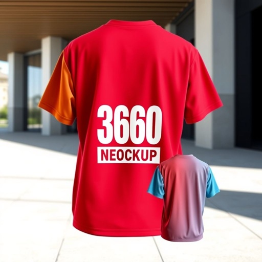 mockup design, Create a vibrant 360-degree t-shirt mockup showcasing a stylish graphic design. The t-shirt should have a relaxed fit in a variety of colors, with an emphasis on realistic fabric texture. Include different angles, highlighting the front, back, and sleeves, set against a minimalistic urban backdrop to enhance visual appeal.