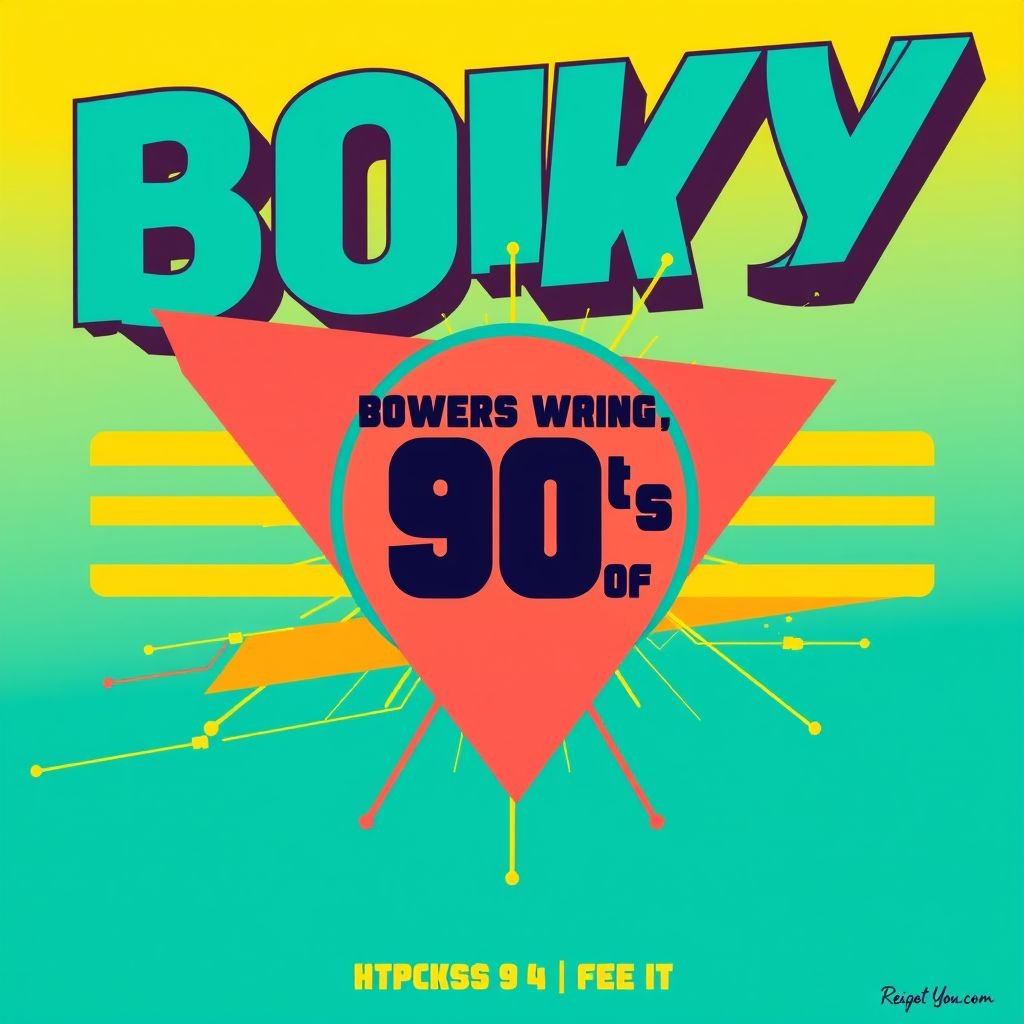 mockup design, Create a vibrant, eye-catching poster that features a retro theme, incorporating bold typography and geometric shapes. Integrate a striking color palette of teal, yellow, and coral, with an iconic 80s graphic in the center. Highlight a motivational quote in playful font, ensuring it draws attention and inspires viewers at first glance.