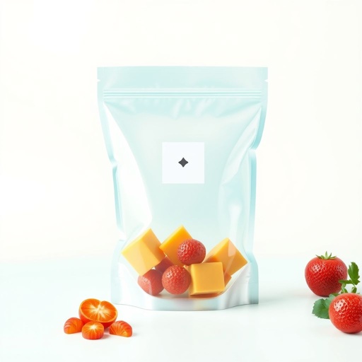 mockup design, Create a sleek and modern mockup design of a transparent ziplock bag. The bag should feature a minimalist aesthetic, showcasing its contents clearly, with vibrant colors peeking through. Include a subtle brand logo on the surface and set it against a clean, vibrant background that highlights its usability and freshness.