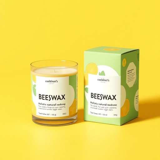 mockup design, Design a modern candle mockup featuring holistic, natural beeswax with a sleek aesthetic appealing to Gen Z. Incorporate minimalist packaging that showcases eco-friendly materials, vibrant colors, and contemporary typography. Include elements like natural textures, uplifting scents, and an eye-catching label, emphasizing sustainability and wellness for a youthful, trendy audience.