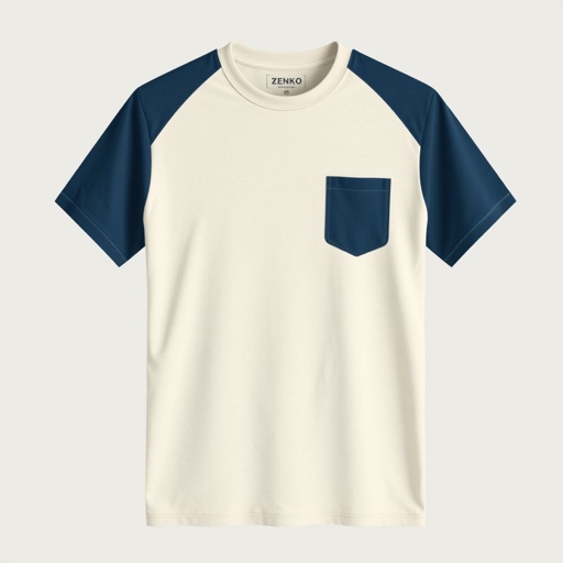 mockup design, Créez un t-shirt moderne et mature sous la marque ZENKO, axé sur un style épuré. Utilisez un logo artisanal, facilement identifiable, positionné de manière discrète sur la poitrine. Privilégiez une palette de couleurs neutres comme le beige, le gris et le bleu marine pour une esthétique minimaliste, parfaite pour le quotidien.