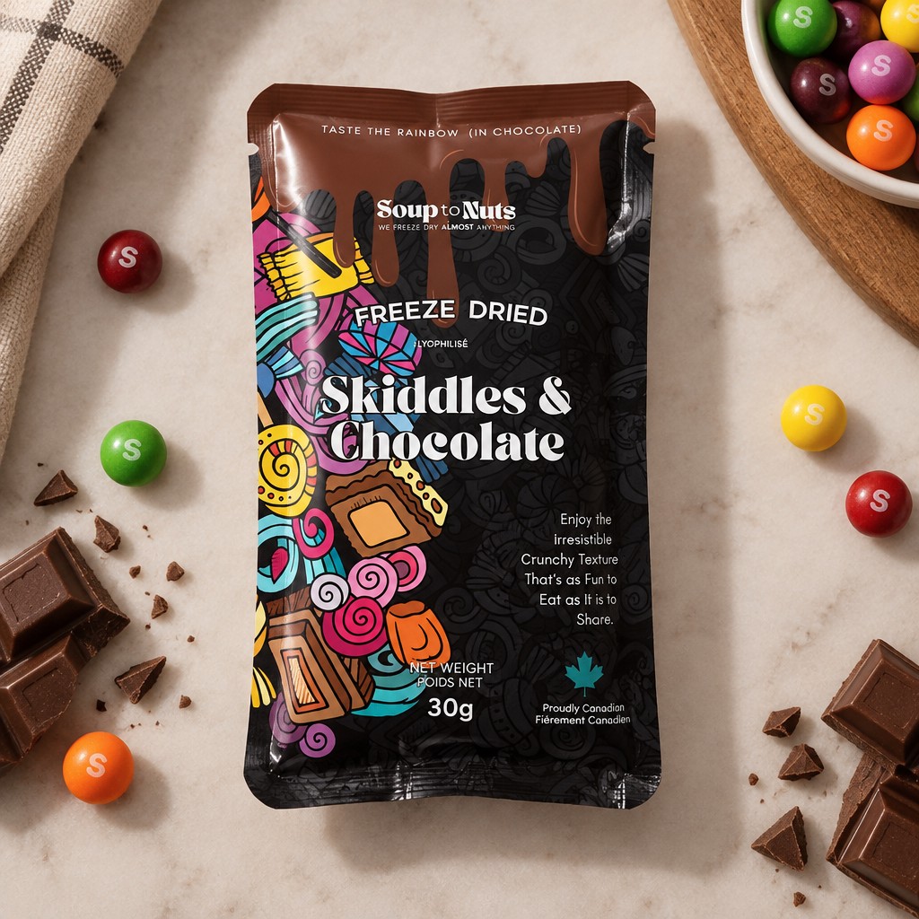 A photorealistic food packaging mock up. it is not a stand up pouch it is sealed on all 4 sides just like the the second photo first pick is what the package looks like second picture is how the package shape looks, when the product is sealed into it
