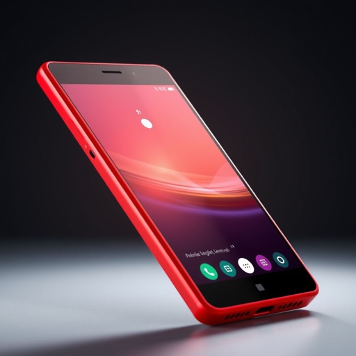 A bold Nokia Lumia 950, a striking red plastic casing, sleek 5.5-inch screen brilliance. Captivating 16 MP camera glistening under soft light, showcasing modern elegance. A powerful 3500 mAh battery subtly embedded, hints of 5G innovation. Sailfish OS interface illuminating the display, symbolizing premium technology in a sophisticated realm.