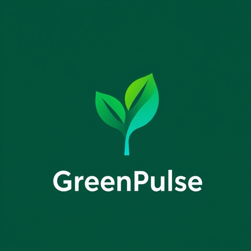 mockup design, Create a modern logo for a fictional eco-friendly brand called "GreenPulse." The design should feature a stylized leaf intertwined with a heartbeat symbol, using a vibrant color palette of green and blue. Incorporate clean, bold typography for the brand name beneath the logo, reflecting sustainability and vitality in a minimalist style.