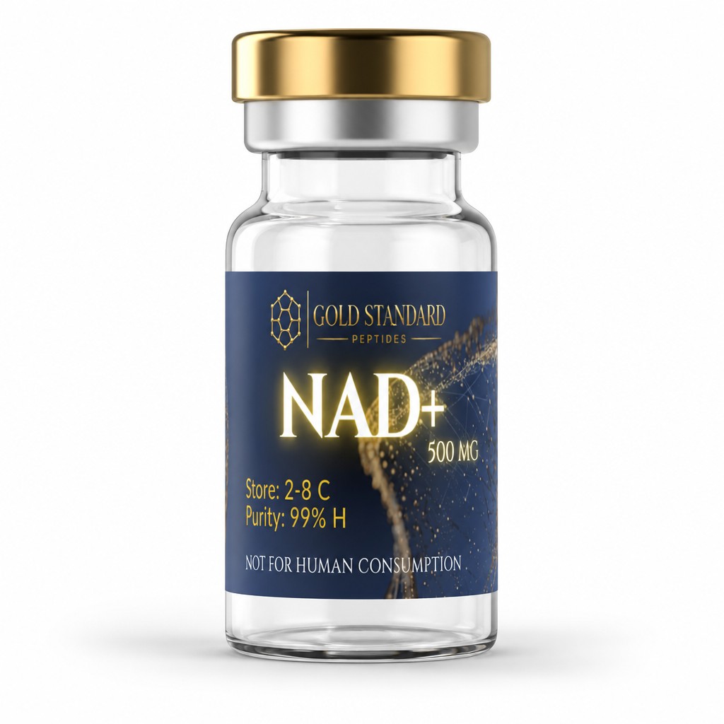 Base image = the exact vial photo I provided. Do not change anything about the vial: shape, size, glass, gold lid, silver ring, reflections, lighting, shadows, perspective, empty interior, or white background.
Take the exact label image I provided and apply it to the vial.
STRICT RULES — NO EXCEPTIONS:
1. The logo must stay 100% identical to the original label image. - Do not redraw, regenerate, simplify, or alter the gold hexagon/molecule logo in any way. - Keep the exact same shape, line weight, gold color, proportions, and position relative to the text.
2. Do not change any part of the label design: - Same fonts - Same text (including “GOLD STANDARD PEPTIDES”, product name, dosage, Store, Purity, and disclaimer) - Same colors - Same DNA helix background pattern - Same spacing and layout
3. Only allowed change: gently warp the label so it wraps realistically around the curved glass of the vial (matching the original label’s position and size).
If the logo or any text looks even slightly different from the label image I gave you, the result is wrong. Output only the final vial with the completely unaltered label applied and bottle
